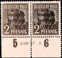 2 Pfg Schwarzbraun Im Unterrandpaar Mit HAN "4168.47 1", Tadellos Postfrisch, Gepr. Paul BPP, Katalog: 182a(2)HAN... - Otros & Sin Clasificación