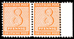 8 Pf. Roßwein-Zähnung, Waager. Paar Mit PF VI, Postfrisch, Gepr. Ströh BPP, Katalog: 118BX **8... - Otros & Sin Clasificación