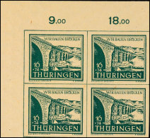 16+74 Pf. Wiederaufbau, Eckrand-4er-Block, Yy-Papier, Postfrisch, Gepr. Busch, Mi 200.-, Katalog: 114yy **16 74... - Otros & Sin Clasificación