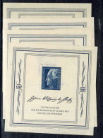 1949, "Goethe-Block", Engros-Partie Von 7 Tadellos Postfrischen Blocks, Mi. 1.540,--, Katalog: Bl. 6(7) **1949,... - Otros & Sin Clasificación