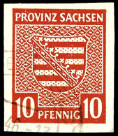 10 Pf Provinz Sachsen Tadellos Gestempelt, Gepr. Ströh BPP, Mi. 190,--, Katalog: 72 O10 Pf Country Saxony... - Otros & Sin Clasificación