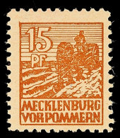 15 Pf. Mecklenburg In E-Farbe Tadellos Postfrisch, Gepr. Kramp BPP, Mi. 90.-, Katalog: 37ye **15 Pf.... - Autres & Non Classés