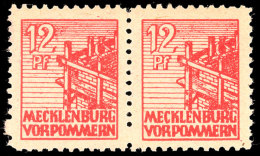 12 Pf. Rot, Waager. Paar, Rs. Mit Abklatsch, Postfrisch, Gepr. Kramp BPP, Katalog: 36zz **12 Pf. Red,... - Otros & Sin Clasificación