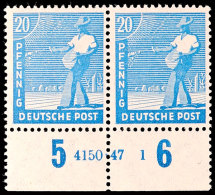 20 Pf. Arbeiter Blau, Unterrandpaar Mit HAN, 4150.47 1, Postfrisch, Mi. 70.-, Katalog: 950HAN **20 Pf. Worker... - Otros & Sin Clasificación