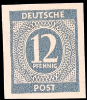 12 Pf. Ziffer Dunkelgrau, Ungezähnt, Ungebraucht (Falzspur), Sign. Richter, Mi. 400.-, Katalog: 920U *12... - Otros & Sin Clasificación