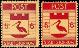 6 Pf. Stadtwappen, Beide Farben, A-Farbe Gepr. Zierer BPP, Postfrisch, Mi. 78.-, Katalog: 12a/bA **6 Pf.... - Storkow