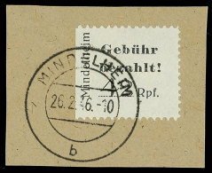 42 Pfg Gebührenzettel, Weißes Papier, Type A, Auf Kabinett-Briefstück, Mi. 120.-, Katalog: 2wA... - Mindelheim