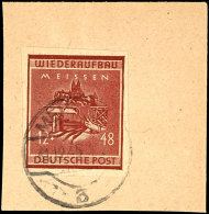 12+48 Pf. Ungezähnt Auf Briefstück, Tadellos, Mi. 150,--, Katalog: 38aB O12 48 Pf. Unperforated On... - Meissen