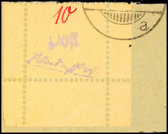 10 Pf. Freimarke Mit Seitenrändern Rechts U. Links A. Kleinem Briefstück, Tadellos, Gepr. Kunz BPP, Mi.... - Grossraeschen