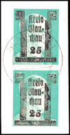 25 A. 42 Pf. Grün, Senkr. Paar Mit Doppelaufdruck, Tadelloses Briefstück, Gepr. Sturm, Katalog: 12DD... - Glauchau