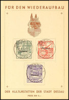 Spendenmarken Ungezähnt A. Wiederaufbau-Gedenkblatt, Mi. 75.-, Katalog: I/IIIB BFContribution Stamp... - Dessau