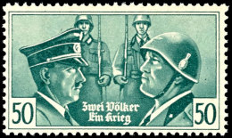50 C. Hitler/Mussolini "Zwei Völker Ein Krieg", Tadellos Postfrisch, Sehr Seltene Marke Und Erst In Der 46.... - Autres & Non Classés