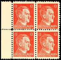 12 Pfg. Hitler, Postfrischer 4er-Block Vom Linken Bogenrand, Katalog: 16 **12 Pfg. Hitler, Unhinged Mint Block... - Otros & Sin Clasificación