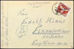 Agramer Aufdruck Auf Päckchen-Zulassungsmarke Durchstochen Mit Normstempel "b 31.3.45" Auf Feldpostbrief Mit... - Otros & Sin Clasificación