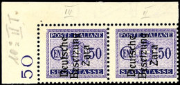 50 C Violett Waagerechtes Eckrandpaar Mit Aufdruck In Type III Bzw. II Tadellos Postfrisch, Gepr. Brunel BPP, Mi.... - Autres & Non Classés