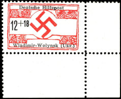 12 Pfg Wladimir-Wolynsk (Ukr.) In Type III Auf Mattem Kunstdruckpapier, Eckrand Unten Rechts, Tadellos Postfrisch,... - Otros & Sin Clasificación