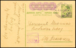 1,50 Din. Auf 1,50 Din. Ganzsachenkarte Mit EKr. "BEOGRAD 22 / 8.II.43" Und Zensurstempel 033 Bgd. Der Zensurstelle... - Otros & Sin Clasificación