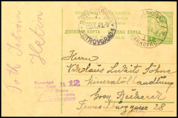 1 Din. Ganzsachenkarte Mit DKr. "JAKORVAC 1 / 7.9.41" Und Zensurstempel Nr. 12 Der Zensurstelle Grossbetschkerek... - Autres & Non Classés