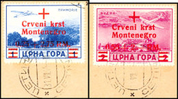 0,15 RM + 0,85 RM Auf 3 D. Bis 0,50 RM + 2,0 RM Auf 2 L. "Rotes Kreuz", Kpl. Satz Gestempelt "CETINJE - X-... - Occ. Allemande: Montenegro