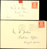 1 D Rot Auf 2 Drucksachen Mit Masch.Stpl. GUERNSEY 6.4.43 Bzw. 20.7.43, Katalog: 2a BF1 D Red On 2 Printed... - Autres & Non Classés