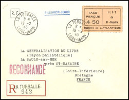 4.50 Fr Gebührenzettel In Type I Auf R-Brief Von LA TURBALLE 19-2 45 Nach La Baule-sur-Mer, Mi. 300,--,... - Autres & Non Classés