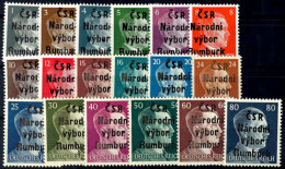 1945, 18 Verschiedene Werte "Hitler" Je Mit Aufdruck "CSR Narodni Vybor Rumburk", Lokale Überdruckausgabe,... - Bohemen En Moravië