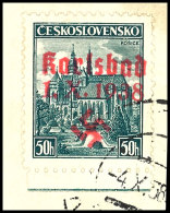 50 Heller "Kosice" Mit Aufdruck "Karlsbad 1.X.1938 + Hakenkreuz", Gestempelt Mit Aptiertem Stempel "Karlsbad... - Andere & Zonder Classificatie