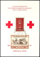 25 Fr. Rotes Kreuz Und 15 Fr. Tag Der Briefmarke Auf Blanco-Karte Mit Sonderstempel "SAARBRÜCKEN 28.4.50"... - Otros & Sin Clasificación