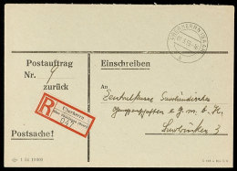 1955, Einschreiben-Vordruckbrief "Postauftrag Zurück" Als Postsache Aus ÜBERHERRN 1.3. Nach... - Otros & Sin Clasificación