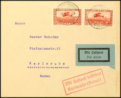 50 Cent Flugpost (Erstauflage 1928), Zwei Werte Als Portogerechte Mehrfachfrankatur Auf Luftpostbrief Mit Rotem... - Otros & Sin Clasificación