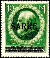 10 Mark Bayern Mit Aufdruck "Sarre", Bogenfeld 3, Gestempelt "Homburg Pfalz 24.Mrz.20", Tadellose Erhaltung, Gepr.... - Otros & Sin Clasificación