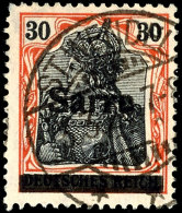 30 Pfg Germania Auf Orangeweißem Papier Mit Aufdruck "Sarre" In Type I, Aufdruckfehler KII, Gestempelt "St.... - Autres & Non Classés