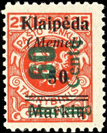 1923, 60c. Auf 50 M. Auf 25c. Tadellos Postfrisch, Gepr. Dr. Petersen BPP, Mi. 550,--, Katalog: 233 **1923,... - Memel (Klaipeda) 1923