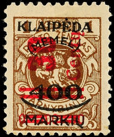 30 C Auf 400 M Tadellos Postfrisch, Mi. 80.-, Katalog: 232I **30 C On 400 M In Perfect Condition Mint Never... - Memel (Klaipeda) 1923