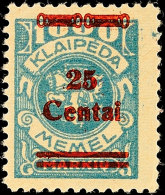 25 C Auf 1000 Mark Hellblau Tadellos Ungebraucht, Mi. 80.-, Katalog: 221 *25 C On 1000 Mark Pale Blue In... - Memel (Klaipeda) 1923