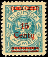 15 C Auf 1000 Mark Hellblau Tadellos Ungebraucht, Mi. 80.-, Katalog: 213 *15 C On 1000 Mark Pale Blue In... - Memel (Klaipeda) 1923