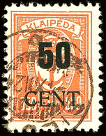 50 C. Auf 500 Mark Orange, Gestempeltes Kabinettstück Mit Aufdruckfehler V, Gepr. Dr. Petersen BPP, Mi. 150.-,... - Memel (Klaipeda) 1923