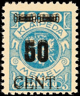 50C Auf 1000 M Mit Doppeltem Aufdruck, Ein Mal Schwächer, Postfrisch, Kleine Private Signatur, Fotokurzbefund... - Memel (Klaipeda) 1923