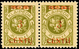 3 C Auf 300 M Waag. Typenpaar Tadellos Ungebraucht, Mi. 54.-, Katalog: 168W4 *3 C On 300 M Horizontal Type Pair... - Memel (Klaipeda) 1923