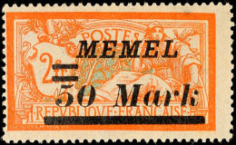 50 M Auf 2 Fr. In Abstandstype II Tadellos Postfrisch, Mi. 220.-, Katalog: 97II **50 M On 2 Fr. In Distance... - Memel (Klaïpeda) 1923