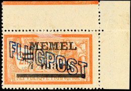 4 M Auf 2 Fr., Wertziffer 4 Verdickt, Ohne Gummierung, Vs. Anhaftungen, Mi. 100.-, Katalog: 46Ia OG4 M On 2... - Memel (Klaïpeda) 1923