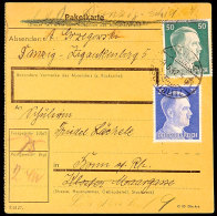 DANZIG SCHIDLITZ -9.5.42, Auf Portogerechter Paketkarte Nach Bonn, Frankiert Mit 50 Pfg Und 25 Pfg Hitler (DR),... - Otros & Sin Clasificación