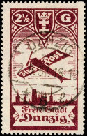 2 1/2 G Flugpost, Rechts Oben Und Unten Fehlendes Zahnloch, Gestempelt, Gepr. Oechsner BPP, Mi. 150.-, Katalog:... - Otros & Sin Clasificación