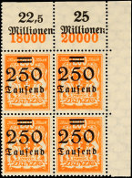 250 T Auf 200 M Eckrand-Viererblock Rechts Oben Tadellos Postfrisch, Mi. 160.-, Katalog: 160VBl. **250 T On 200... - Otros & Sin Clasificación