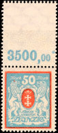 50 M. Rot/blau, Wert Mit Oberrandleerfeld, Mi. Unbekannt, Postfrisch, Katalog: 127YL **50 M. Red / Blue, Value... - Otros & Sin Clasificación