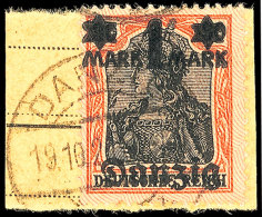 1 Mark. Auf 30 Pf. Type I Auf Postabschnitt, Gepr. Infla, Mi 90.-, Katalog: 41I PA Oo1 Mark. On 30 Pf. Type I... - Otros & Sin Clasificación