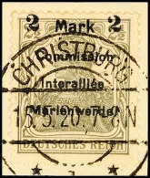 2 Mark Auf 2 1/2 Pfg Germania, Aufdruck In Type AIb, Tadellos Gestempelt "CHRISTBURG 15.5.20" Auf Briefstück,... - Otros & Sin Clasificación