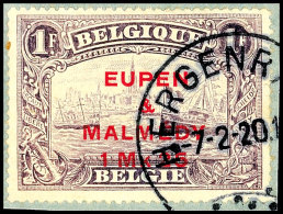1,25 M Auf 1 Fr Violett In Der Seltenen Zähnung 15, Tadelloses Briefstück, Katalog: 7C BS1, 25 M On 1... - Eupen Und Malmedy