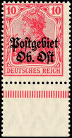 10 Pfg Germania, B-Farbe, Unterrandstück, Tadellos Postfrisch, Gepr. Hey BPP, Mi. 100.-, Katalog: 5b **10... - Otros & Sin Clasificación