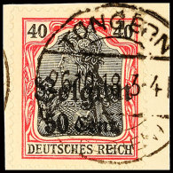 50 C. Auf 40 Pfg. Karminrot/schwarz Zw. 0,8 Gestempelt Auf Briefstück, Gepr. Hey BPP, Mi. 400.-, Katalog: 20bI... - Autres & Non Classés